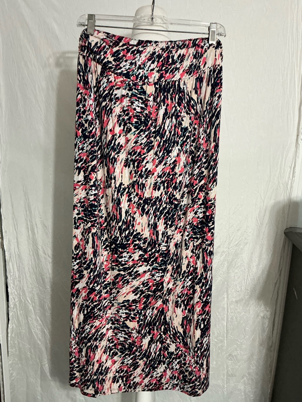 Unk Printed Maxi Skirt in White, Black & Pink